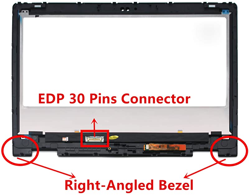 Kreplacement Replacement 13.3 inches FHD LCD Touch Screen Digitizer Assembly Right-angled Bezel for Dell Inspiron 13 P69G P69G001 (NOT for B133HAB01.0 NV133FHM-N41) (Right-angled Bezel - 30 Pins Connector)